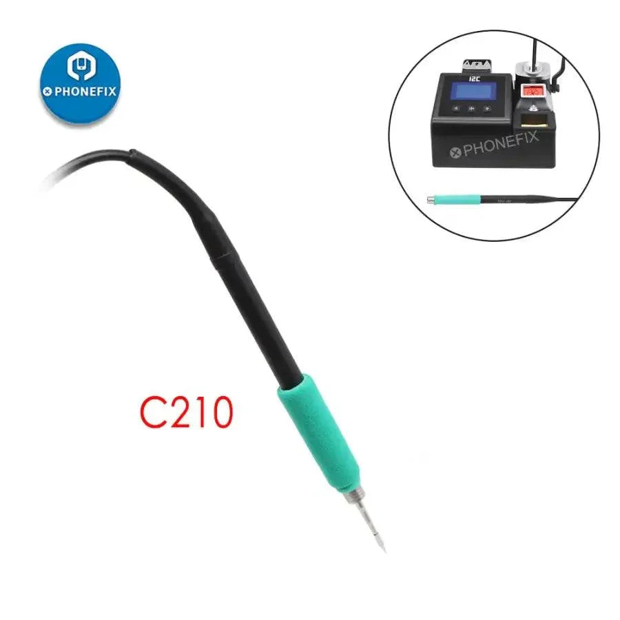 OEM 6-pin JBC T210/245/115 soldering handle with 6-hole design, compatible with PHONEFIX iron tips and nozzles.