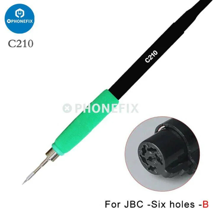 OEM 6-pin JBC T210/245/115 soldering handle by PHONEFIX with a 6-hole general handle for precision soldering tasks.