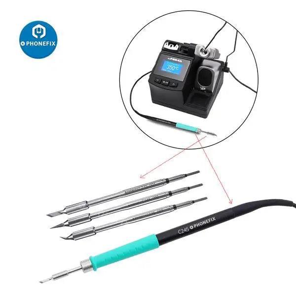 OEM JBC C245 soldering tips for T245 handle, precision iron tips and nozzles for soldering electronic components.