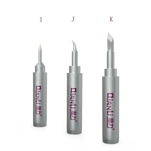 Qianli 936 universal soldering iron tips for lead-free soldering, compatible with PHONEFIX iron, shown in close-up image.