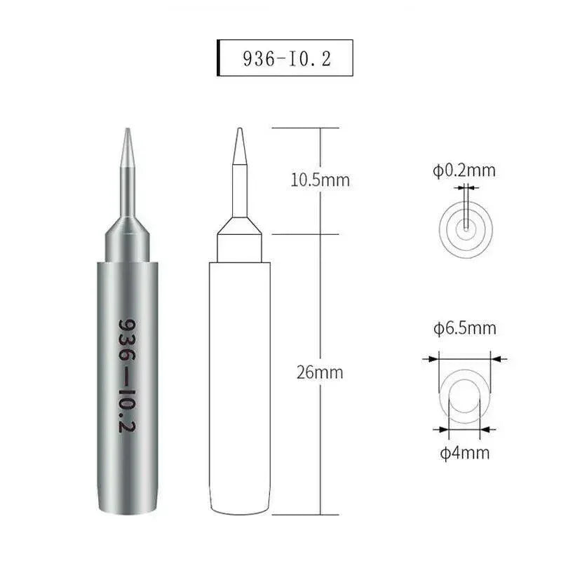 Qianli 936 universal soldering iron tips by PHONEFIX, lead-free, 0.2mm precision tips for soldering iron and nozzles.