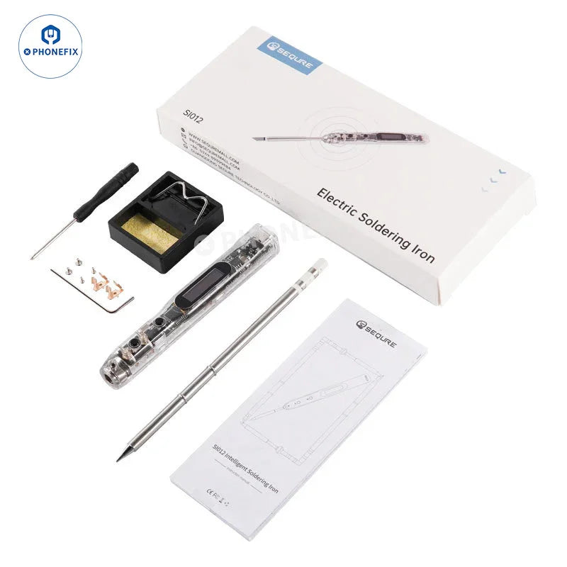 PhoneFix portable electric soldering iron kit with iron tips and nozzles for phone PCB BGA welding repair.