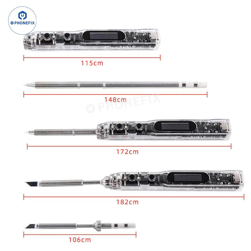 PhoneFix portable electric soldering iron kit with iron tips and nozzles for phone PCB BGA welding repair, US plug.