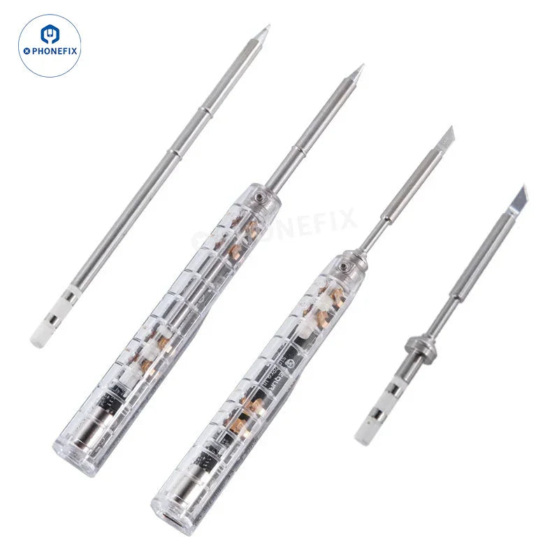 PhoneFix portable electric soldering iron kit with iron tips and nozzles for phone PCB BGA welding repair.