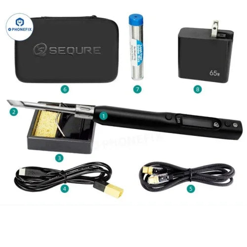 PhoneFix portable electric soldering iron kit with iron tips and nozzles for phone PCB BGA welding repair, US plug.