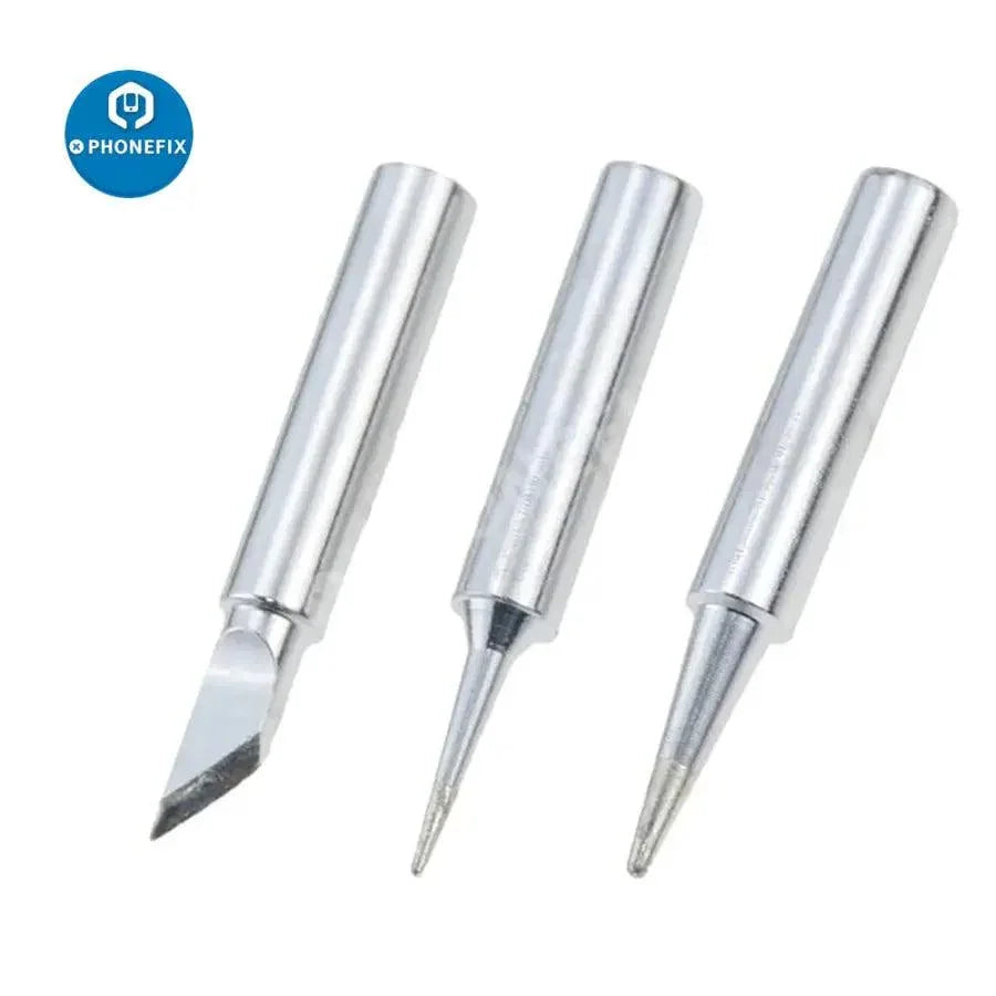 Set of 5 PHONEFIX 900M I B K 2.4D 3C inside hot tip soldering iron heads for precision soldering.