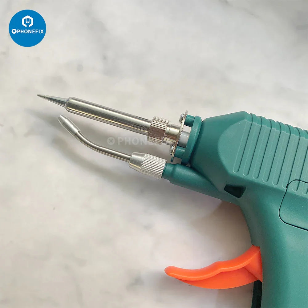 PHONEFIX SW-80 thermostat soldering iron with tips and nozzles, 80W, 110V, for precise electronic soldering and tin feeding.