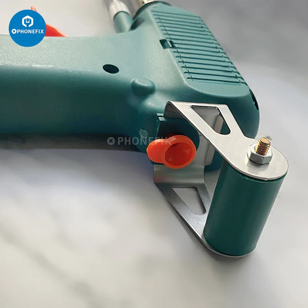 PhoneFix SW-80 thermostat soldering iron with tips and nozzles, 80W, 110V, used for precision electronics soldering.