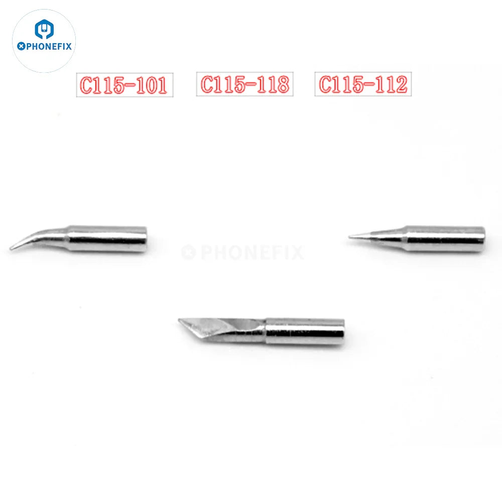 Replaceable iron tip for PHONEFIX C115/245/210 soldering iron, showing the precision tip designed for soldering tasks.