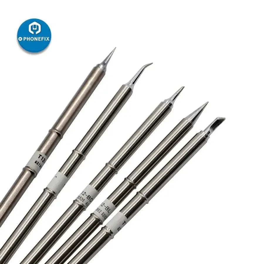 Phonefix T12 Series soldering iron tip for Hakko FX-950 and 951 stations, compatible iron tips and nozzles for precise soldering.