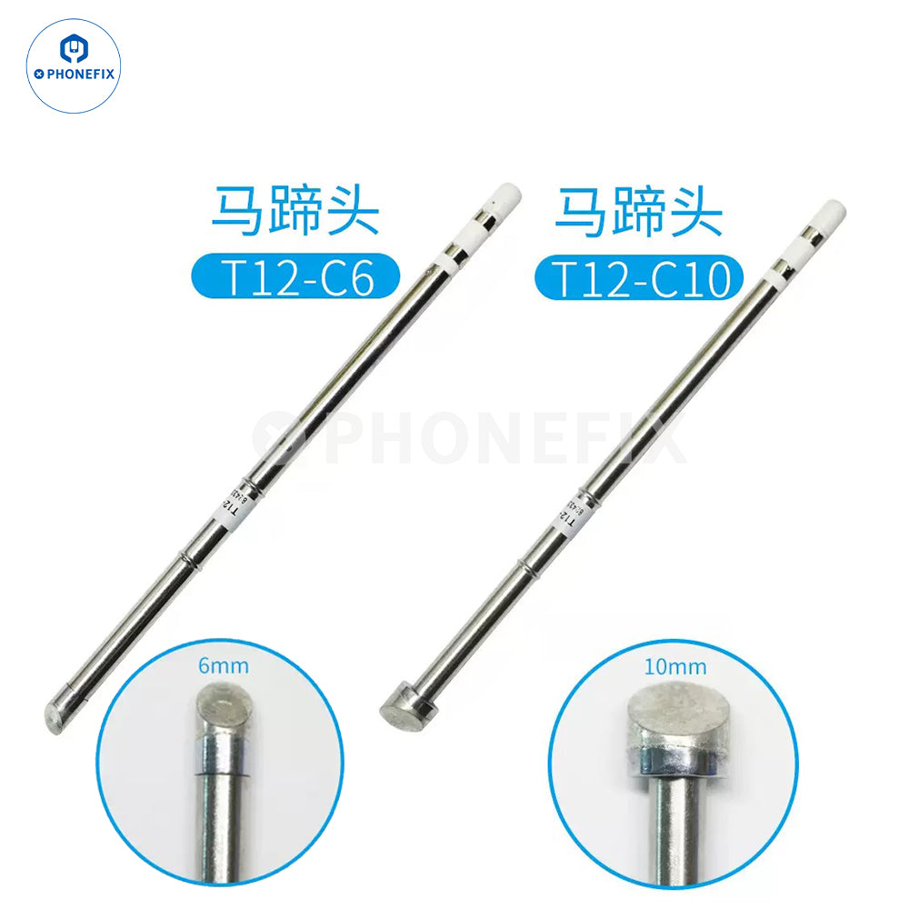 PhoneFix T12 series soldering iron tip, replacement solder head, compatible with T12 soldering stations, shown in image T12-C.