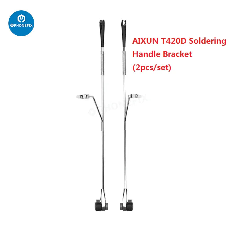 PHONEFIX soldering handle iron tips T210, T115, T245 for AIXUN T420D, featuring various nozzles and replacement tips.