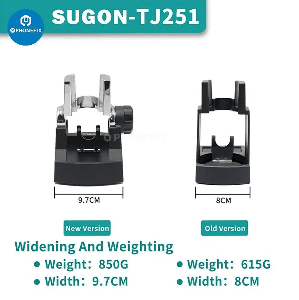 Phonefix Sugon TJ218/251/252 auto sleep bracket for heat gun rework station, used with iron tips and nozzles.