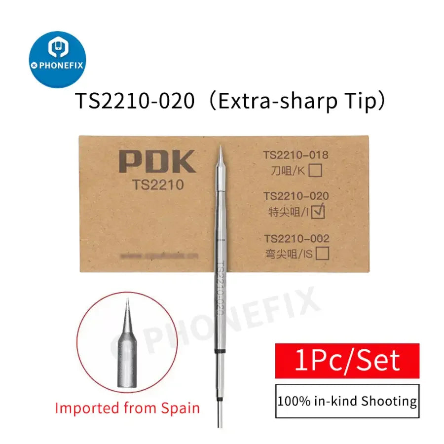 Original PHONEFIX TS2210 precision soldering iron tip for C210 welding handle, designed for accurate soldering tasks.