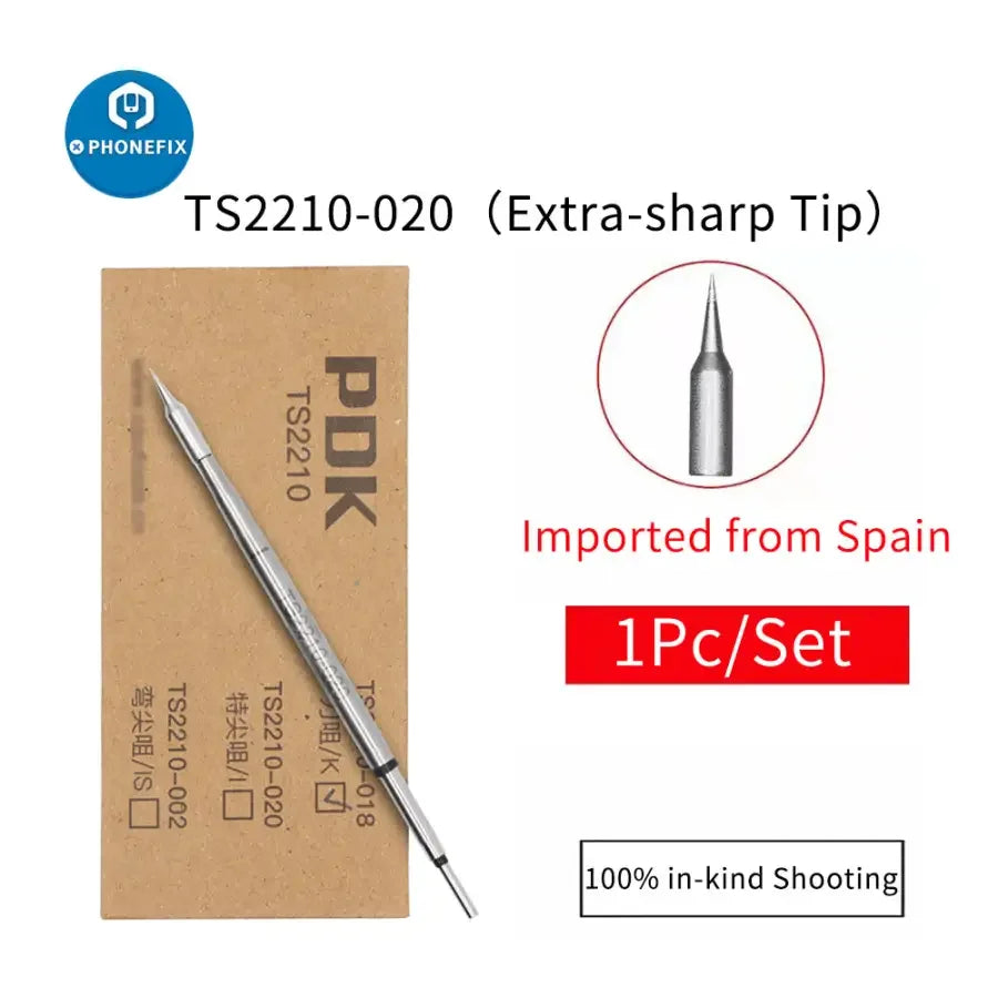 Original PHONEFIX TS2210 precision soldering iron tip for C210 welding handle, shown on the iron tip and nozzle set.
