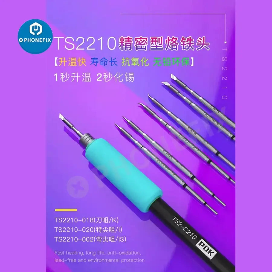 Original PHONEFIX TS2210 precision soldering iron tip for C210 welding handle, designed for accurate soldering and welding tasks.