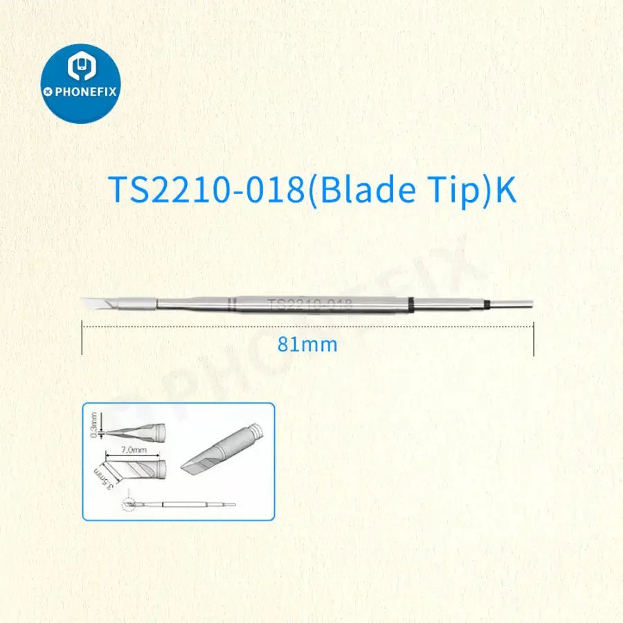 Original PHONEFIX TS2210 precision soldering iron tip for C210 welding handle, showing a close-up of the fine tip attachment.