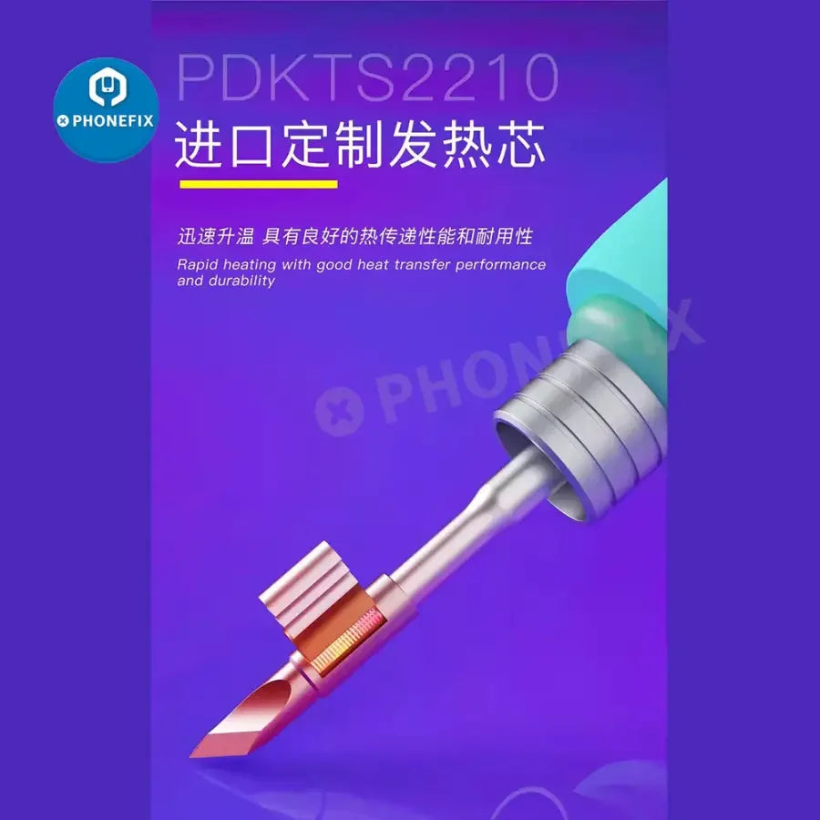 Original PHONEFIX TS2210 precision soldering iron tip for C210 welding handle, shown with fine tip for detailed soldering tasks.