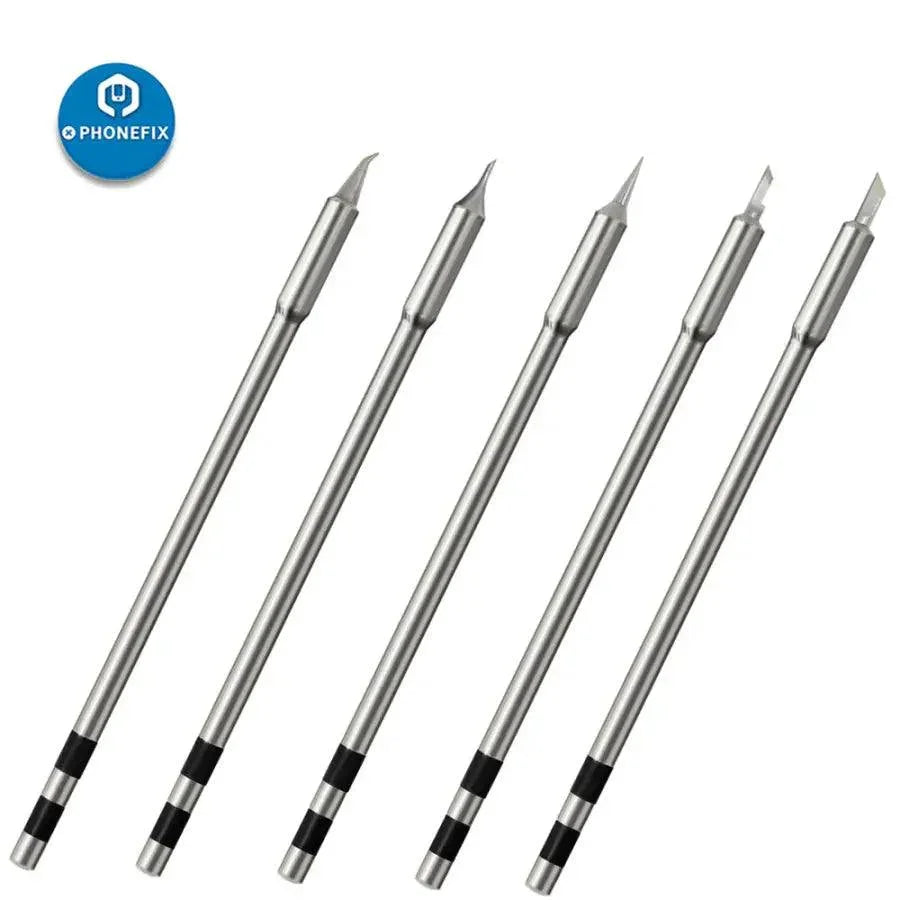 Original PHONEFIX electric soldering iron tips for QUICK TS1200A soldering station, showcasing replacement tips and nozzles.