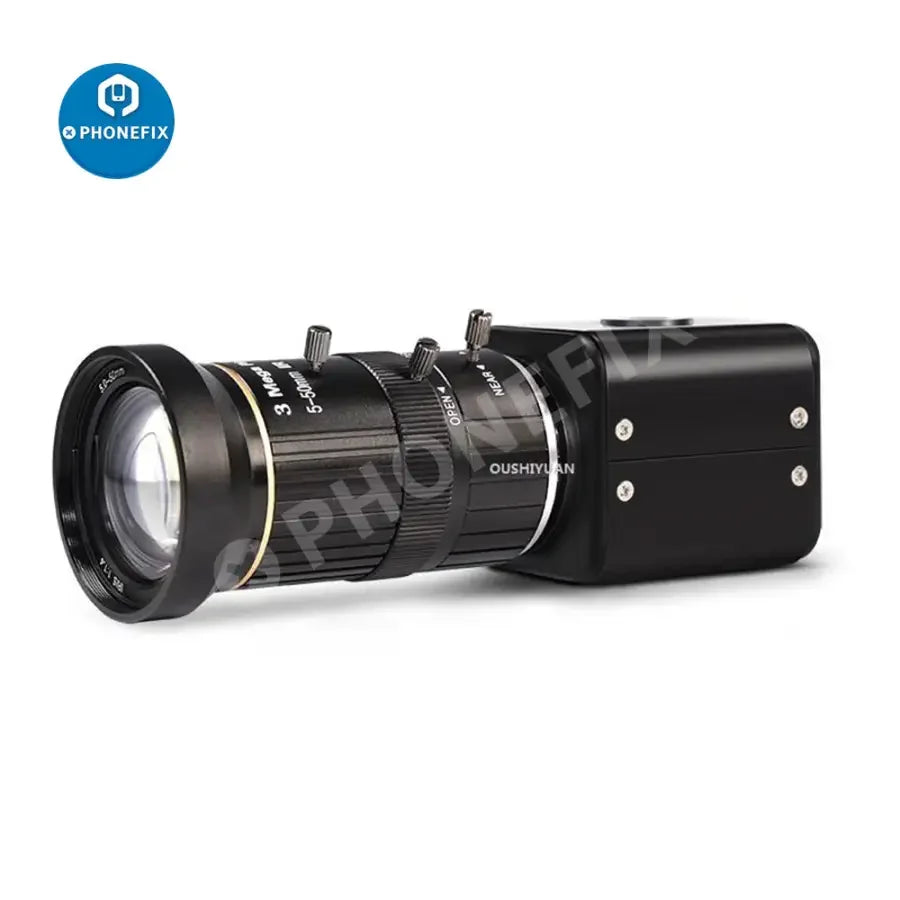Phonefix HD 1080P 2.0MP lens for industry video cameras with 5-50mm zoom, suitable for live HDMI video recording.