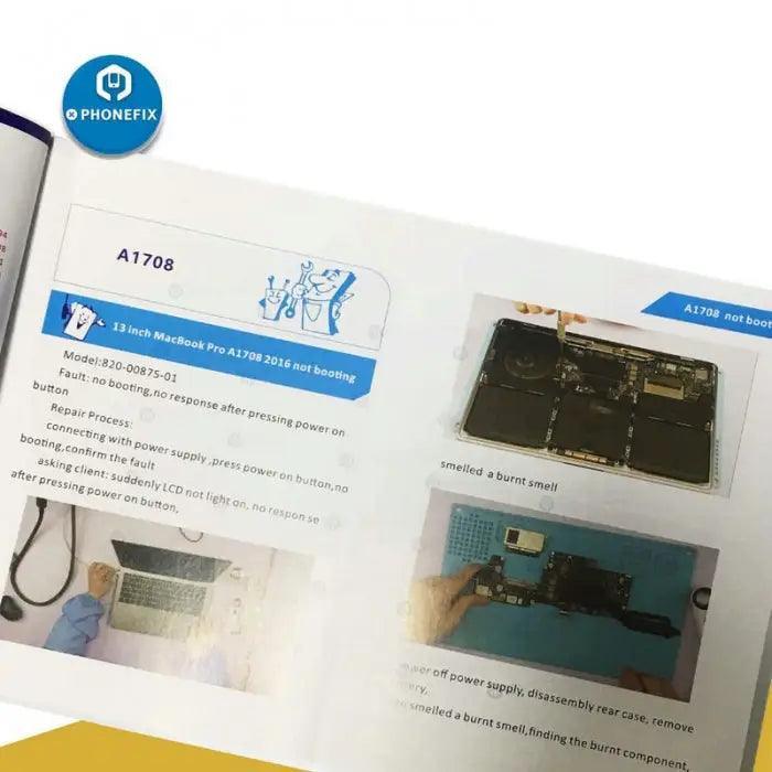 PhoneFix professional repair book for MacBook with repair guide, ideal for technicians and DIY enthusiasts.