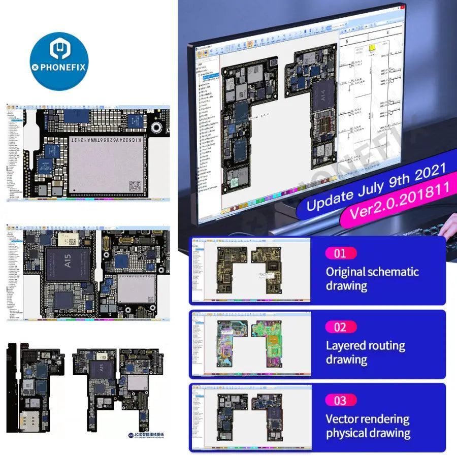 JC Drawing Schematic Diagram for online account setup on PHONEFIX, showing circuit layout in a detailed bitmap image.