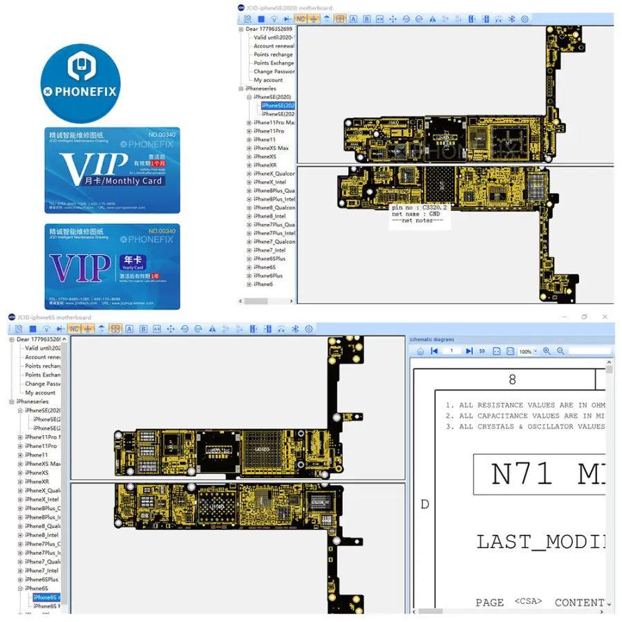 JC Intelligent Drawing online diagram bitmap for Android and iPhone repair by PHONEFIX, used for phone repair guides.
