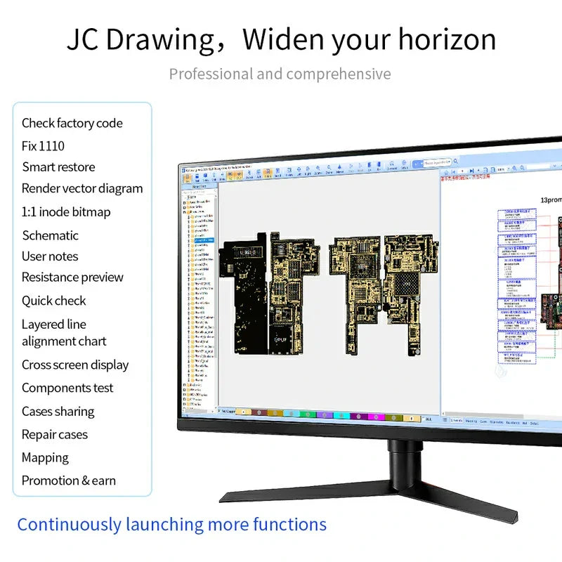 PhoneFix JC Intelligent Drawing Diagram Bitmap for Android and iPhone repair, showcasing repair process visuals.