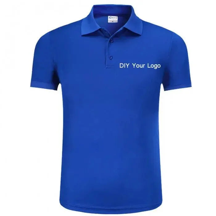 T-shirt bleu personnalisé de PHONEFIX avec espace pour logo de marque personnelle, idéal pour le branding DIY et les vêtements décontractés.