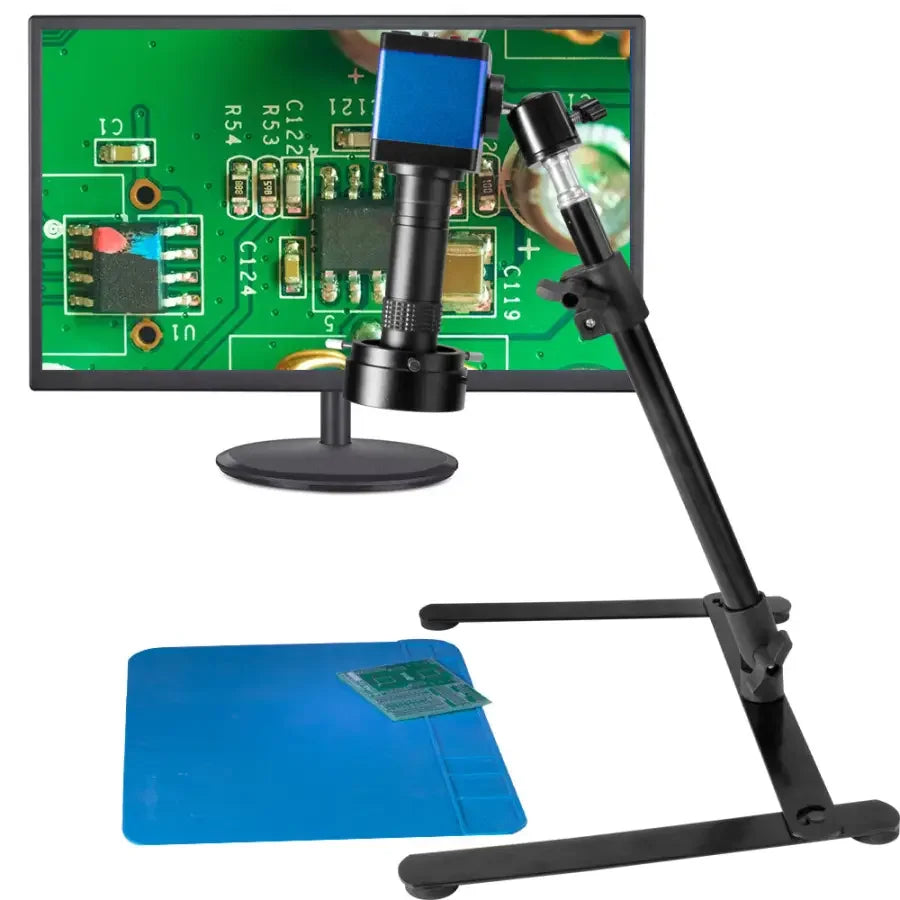 Lupa para cámara digital HDMI VGA y microscopio de vídeo electrónico para transmisión en directo de PHONEFIX, que muestra una vista detallada del dispositivo.