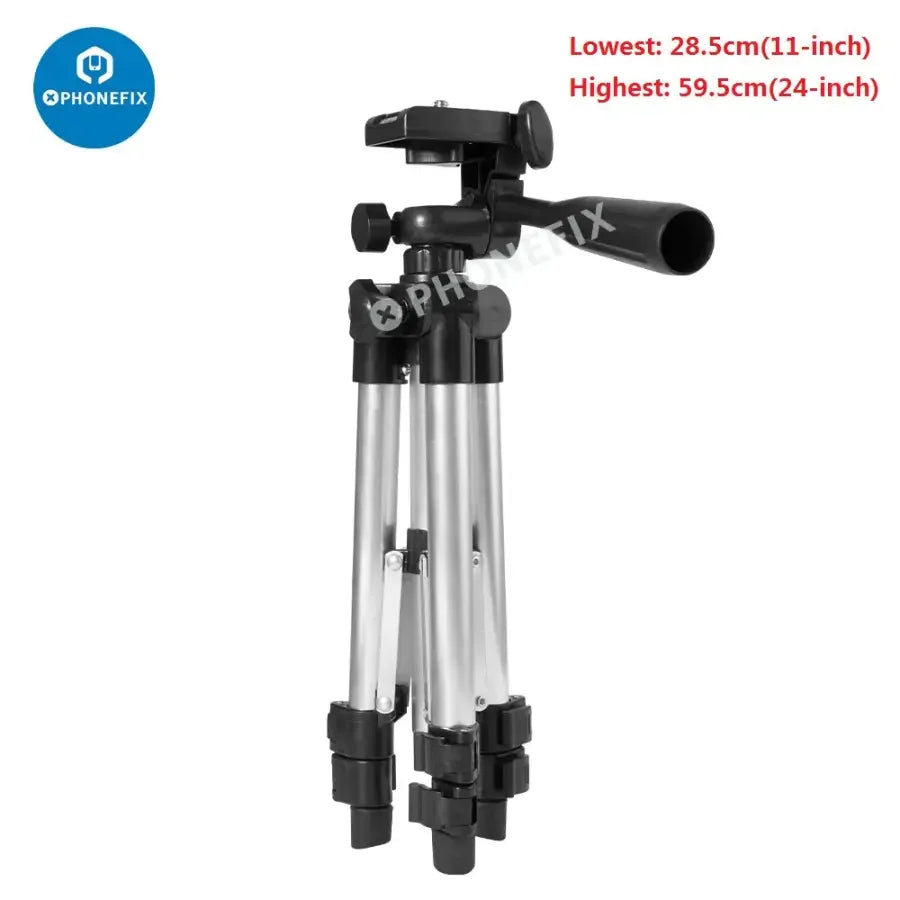 PhoneFIX tripod stand for live streaming and photography, holding phone cameras securely for stable videos and photos.