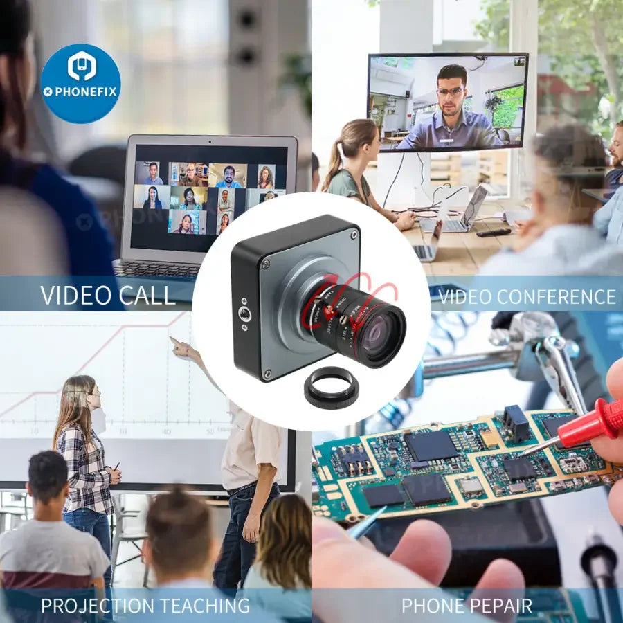 Cámara Phonefix de 38 MP con HDMI para transmisión en directo y lente de 6-12 mm F1.6, ideal para la grabación y transmisión de vídeo digital en la industria.
