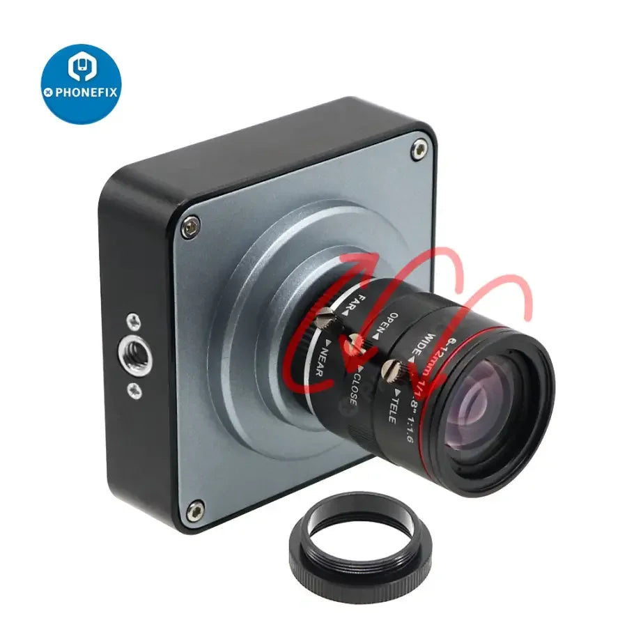 Caméra de streaming en direct Phonefix 38MP HDMI avec objectif 6-12mm F1.6, 60 FPS pour l'enregistrement vidéo numérique industriel.
