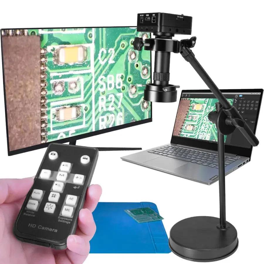 PHONEFIX 38MP HDMI 1080P USB industrial microscope camera for live streaming, SMD soldering, with full set and detailed view