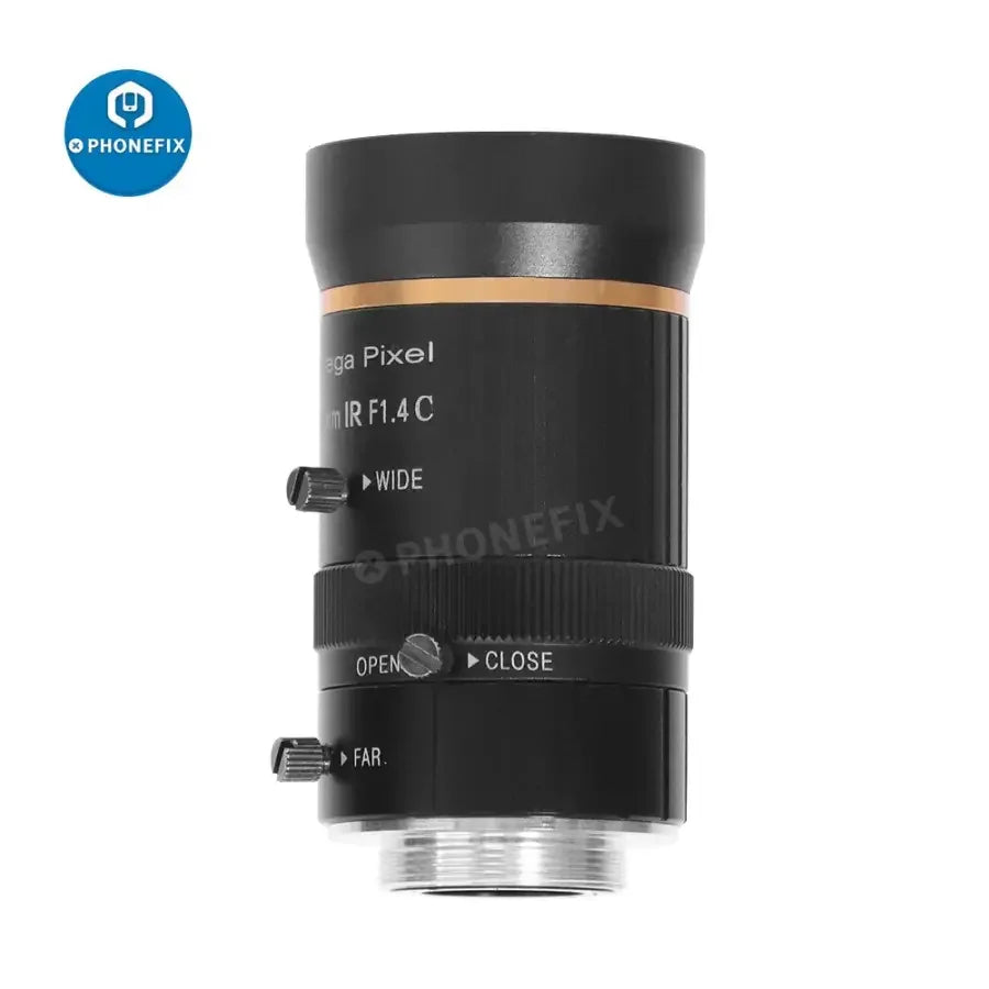 PHONEFIX live streaming microscope camera with 13MP, 1080P resolution, HDMI and VGA, 8-50mm and 6-60mm lens for detailed imaging.