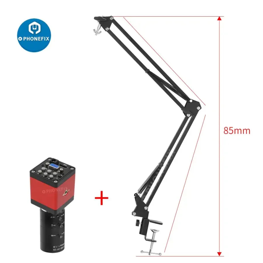 PHONEFIX 1080P 60FPS VGA microscope live streaming camera with 8-50mm and 6-60mm C-mount lenses, ideal for detailed magnified imaging.
