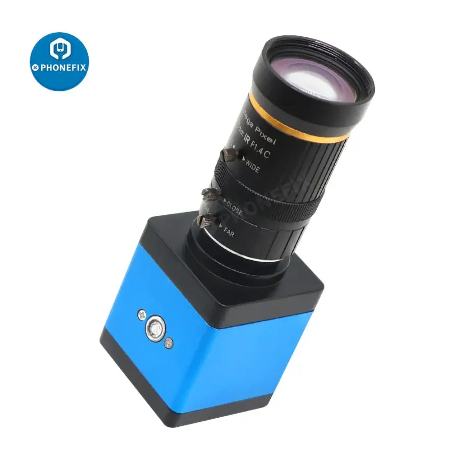 PHONEFIX 1080p HDMI VGA live streaming camera with 8-50mm lens, industry digital webcam for high-quality video recording.