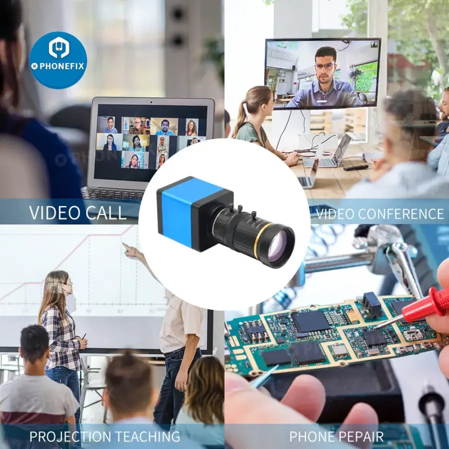 PHONEFIX 1080p HDMI VGA live streaming camera with 8-50mm lens, ideal for industry digital webcam and professional video recording