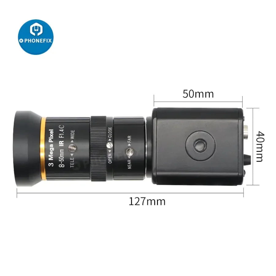 PHONEFIX 1080p live stream camera with 8-50mm lens, ideal for live broadcasts and webcam streaming.