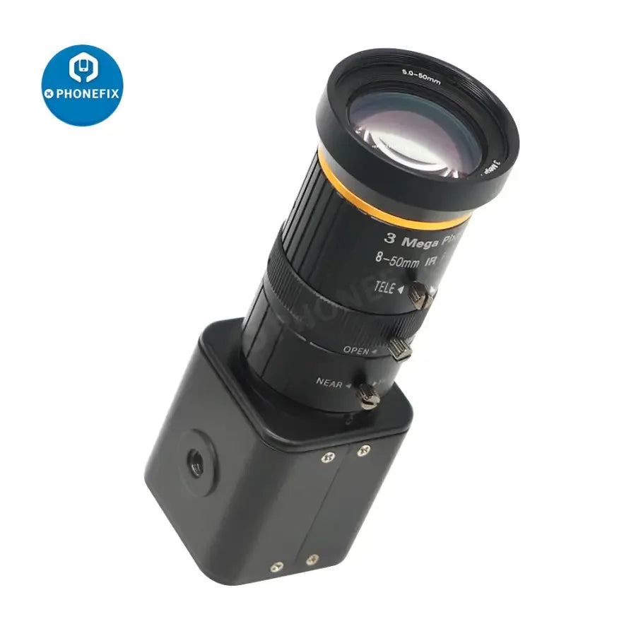 PHONEFIX 1080p live streaming camera with 8-50mm lens, ideal for live broadcasts and high-quality webcam video.