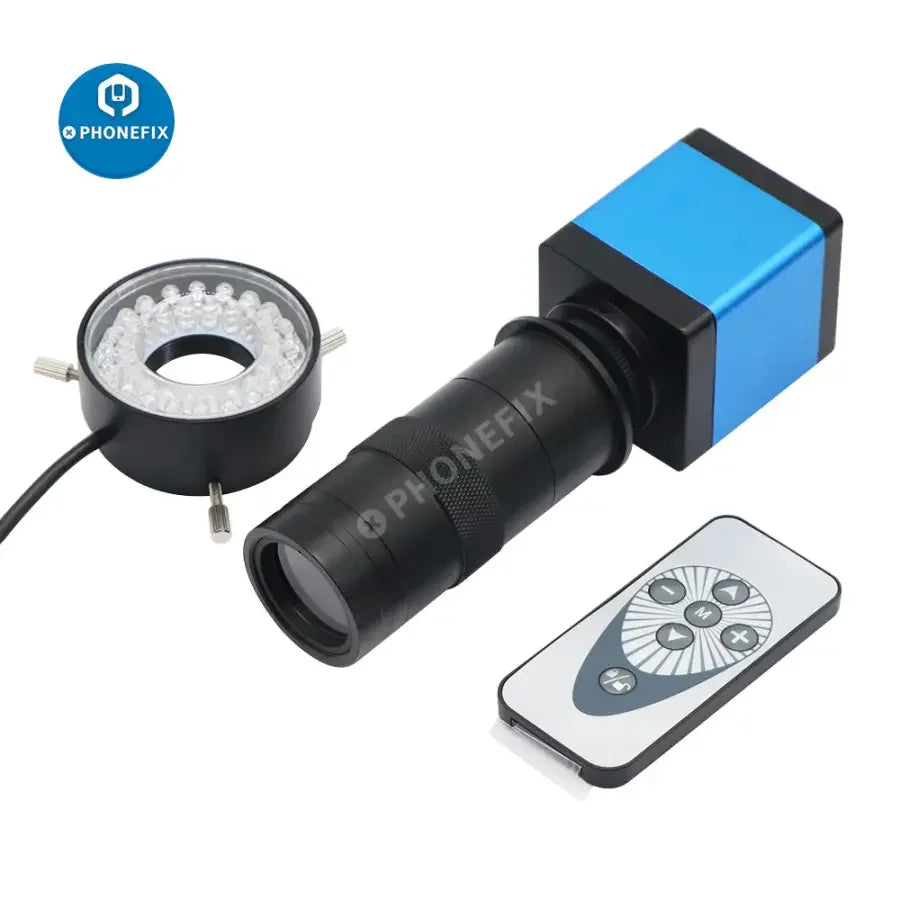 Cámara PHONEFIX de 13 MP con HDMI y VGA para transmisión en directo, lente de 130 aumentos y 40 luces LED para inspección detallada de soldaduras de placas de circuito impreso.