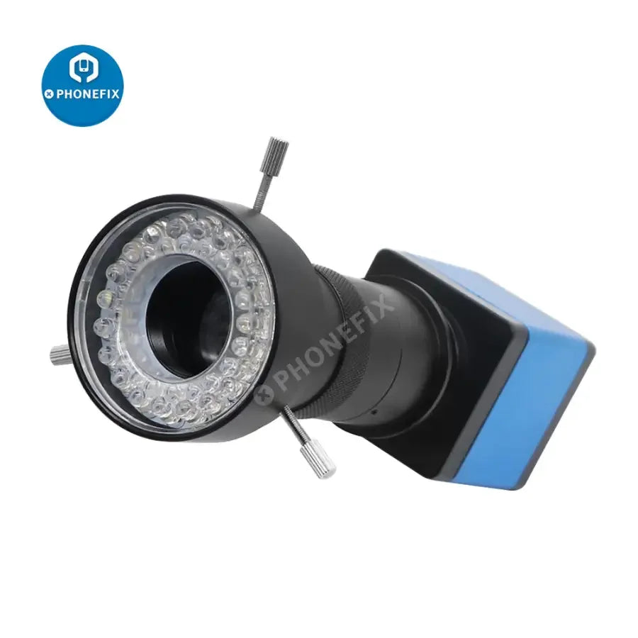 Cámara PHONEFIX de 13 MP con HDMI y VGA para transmisión en directo, lente de 130x y 40 luces LED para inspección detallada de soldaduras de placas de circuito impreso.