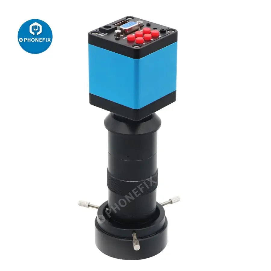 PHONEFIX 13MP HDMI VGA live streaming camera with 130X lens and 40LED light for PCB soldering inspection and detailed close-up shots.