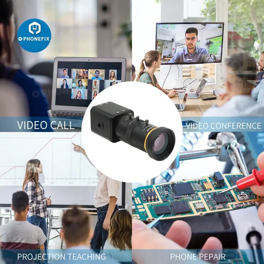 Cámara de transmisión en vivo PHONEFIX de 2.0 MP y 1080P con HDMI y lente de 8-50 mm F1.4 para grabación de video industrial y profesional.
