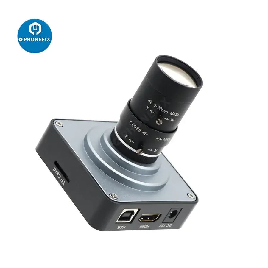 PhoneFIX 38MP live streaming camera with 5-50mm F1.6 lens, 60FPS, 3800W power, suitable for industrial and professional use.
