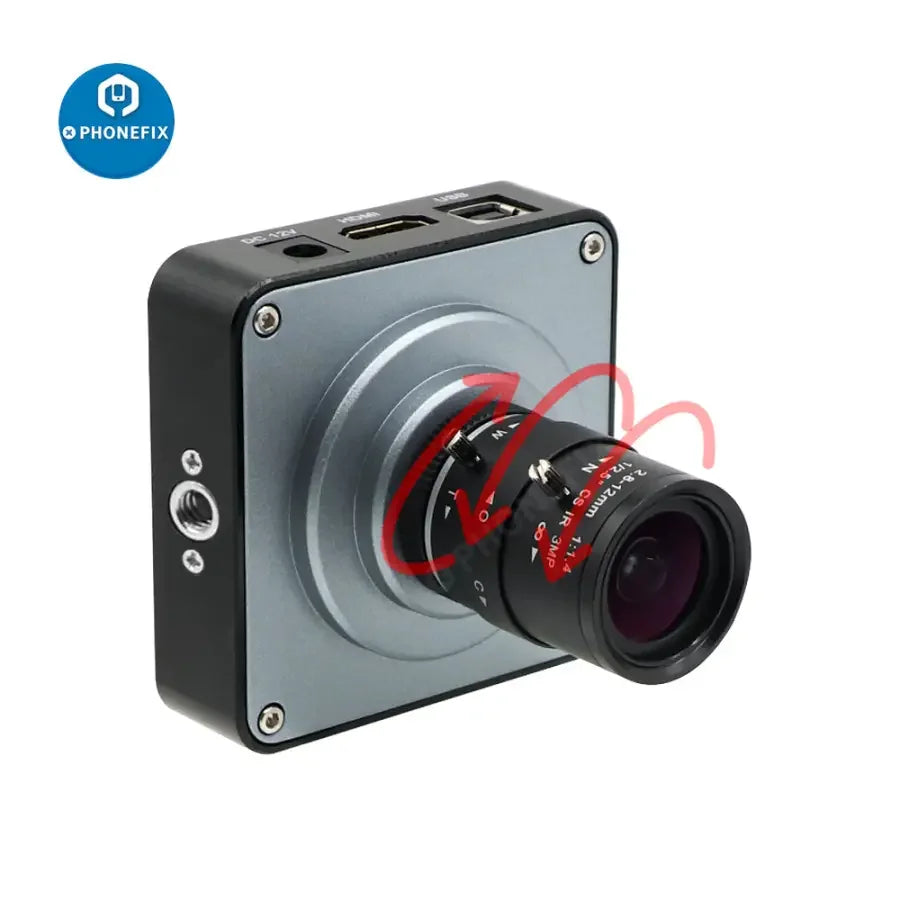PhoneFIX 38MP HDMI live streaming camera with 2.8-12mm F1.4 lens, industrial-grade 3800W camera for high-quality video recording.