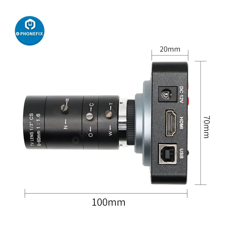 PHONEFIX 38MP HDMI live streaming camera with 6-60mm F1.6 lens, 60FPS industry digital camera for professional video recording
