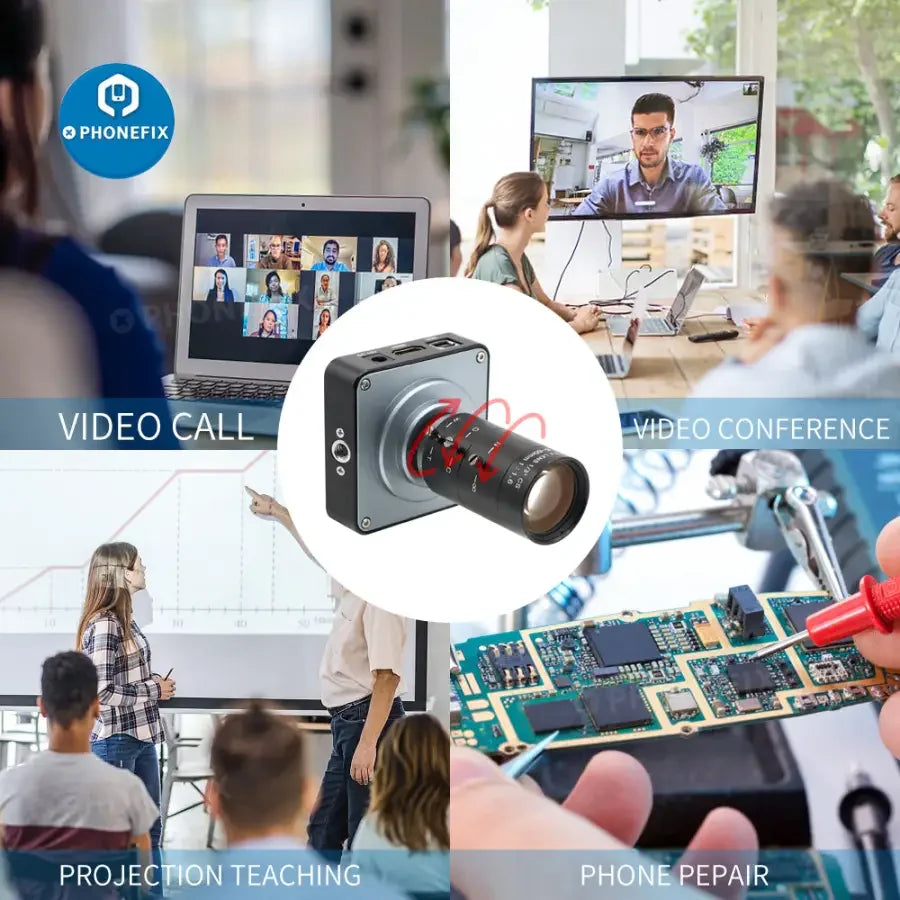 PHONEFIX 38MP HDMI live streaming camera with 6-60mm F1.6 lens and 60FPS for industrial and digital video recording.