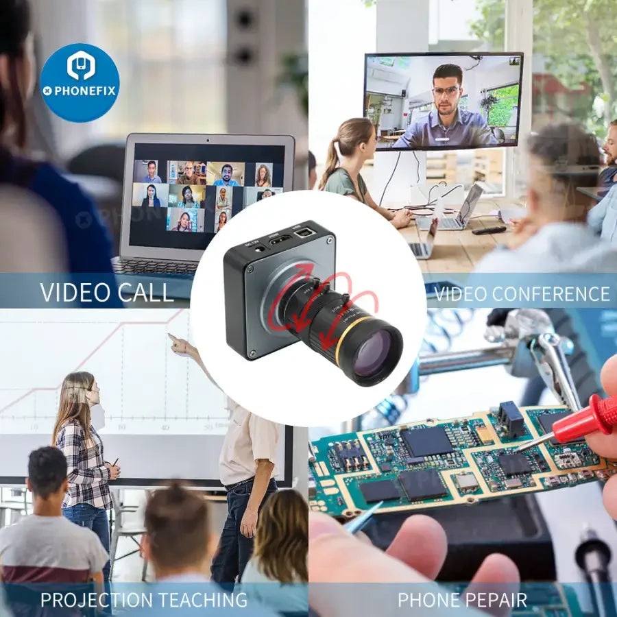 PHONEFIX 38MP HDMI USB live streaming camera with 5-50mm F1.4 lens, 60FPS, suitable for industry and professional streaming.