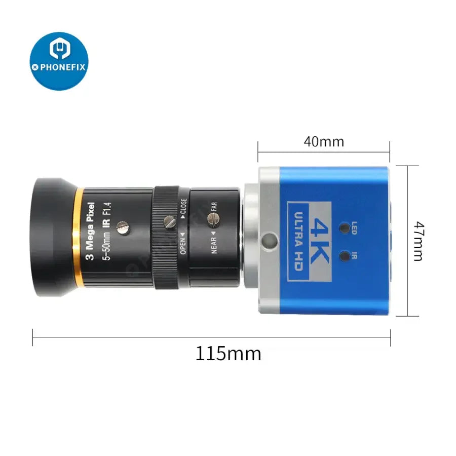 Caméra de streaming en direct PhoneFIX 4K UHD avec détecteur numérique CCD et objectif 5-50 mm F1.4, idéale pour une utilisation industrielle et professionnelle